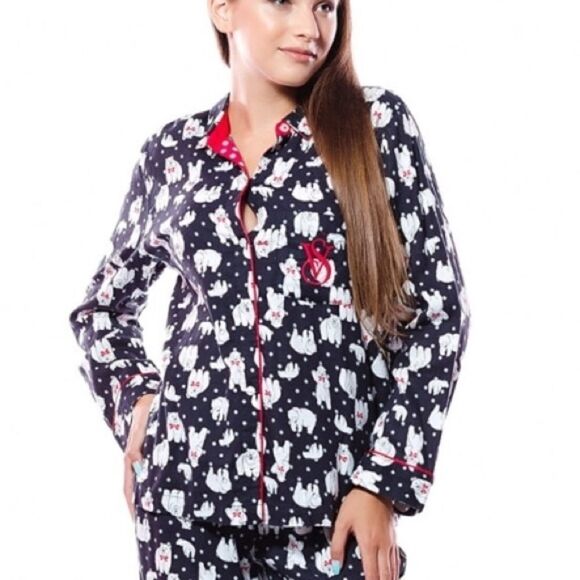 Victoria’s Secret Dreamer Flannel Palas Bear pajama jacket top ONLY - Picture 3 of 10